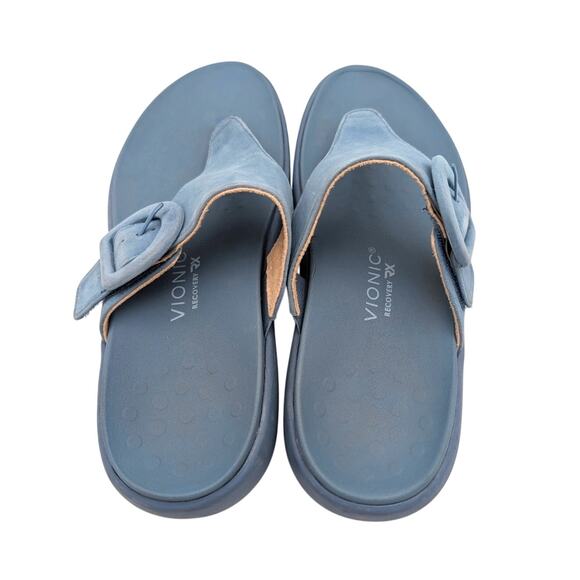 Vionic Activate RX Suede Buckle T-Strap Sandals Women's Blue Size US9.5 EU40.5 - Picture 5 of 13
